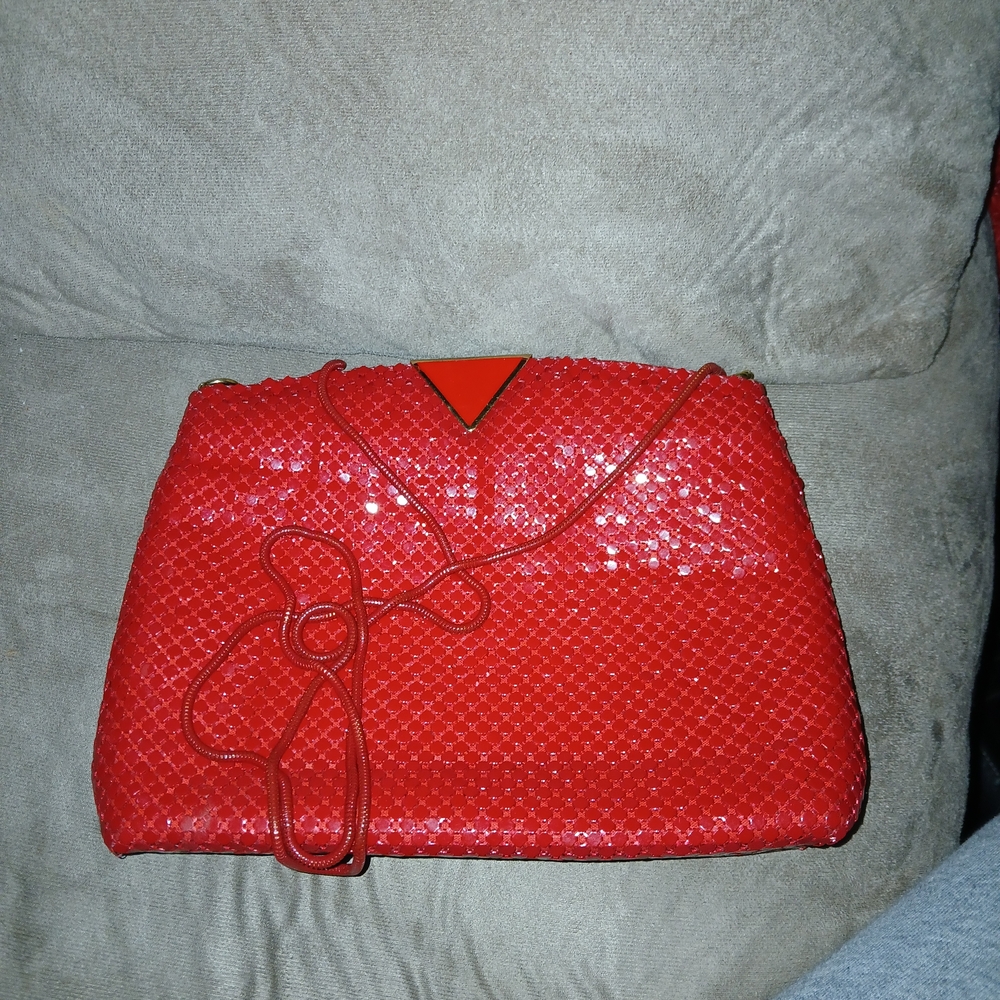 Vintage Red Sequin Evening Shoulder Bag